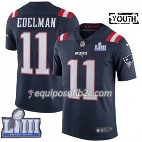 Camiseta Niño NFL New England Patriots Julian Edelman 11 Nike Azul 2019 Super Bowl LIII